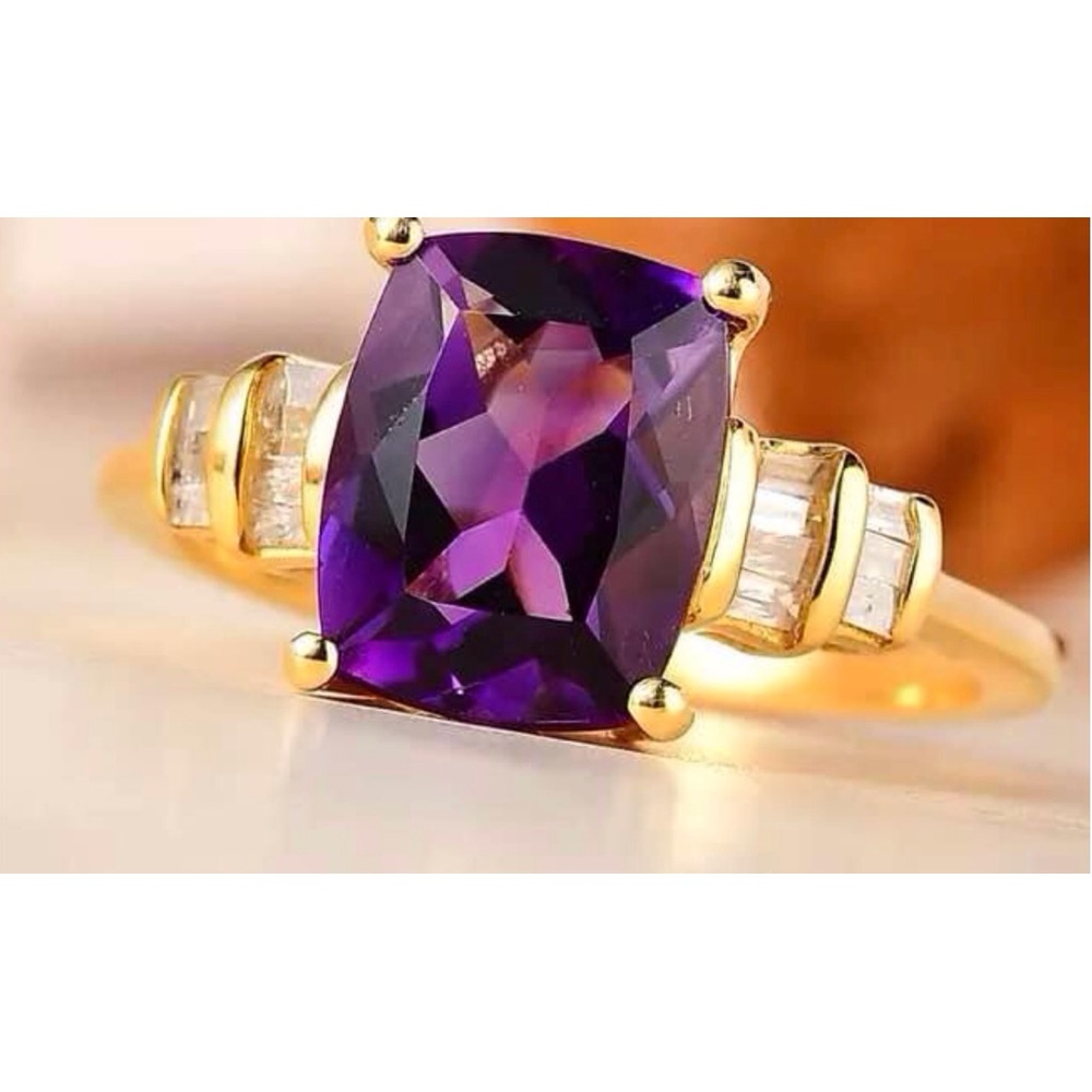 New Moroccan Amethysts and Diamond Ring